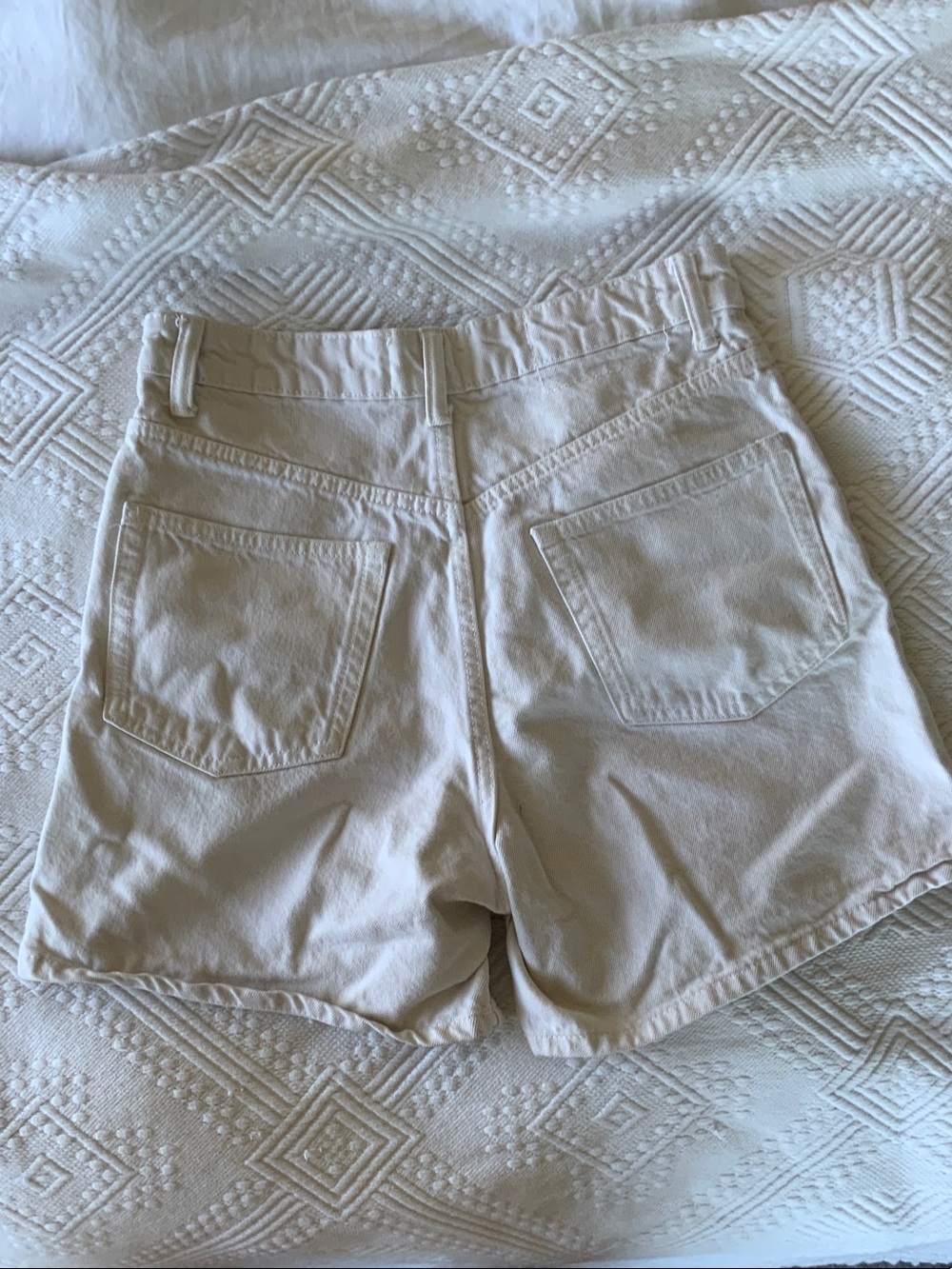 Zara Bone/Off White Denim High-Rise Shorts
